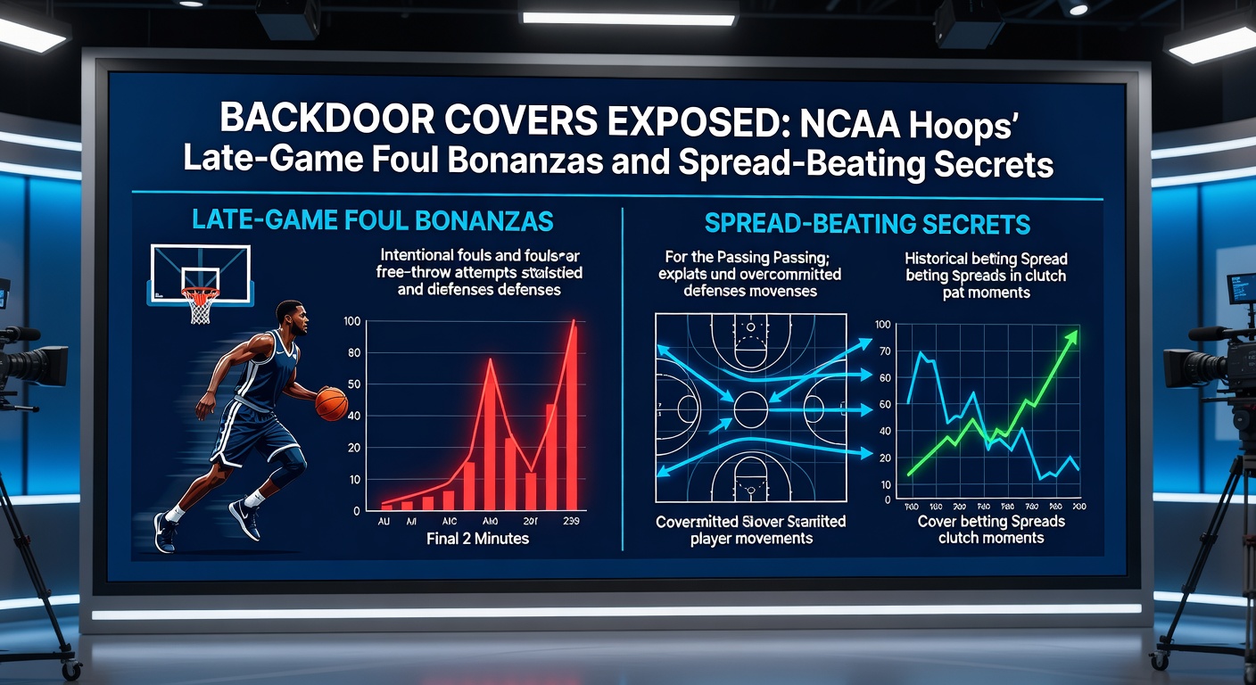 Grafik mit Statistiken zu Backdoor Covers und Foul-Raten in NCAA-Spielen der letzten Saisons