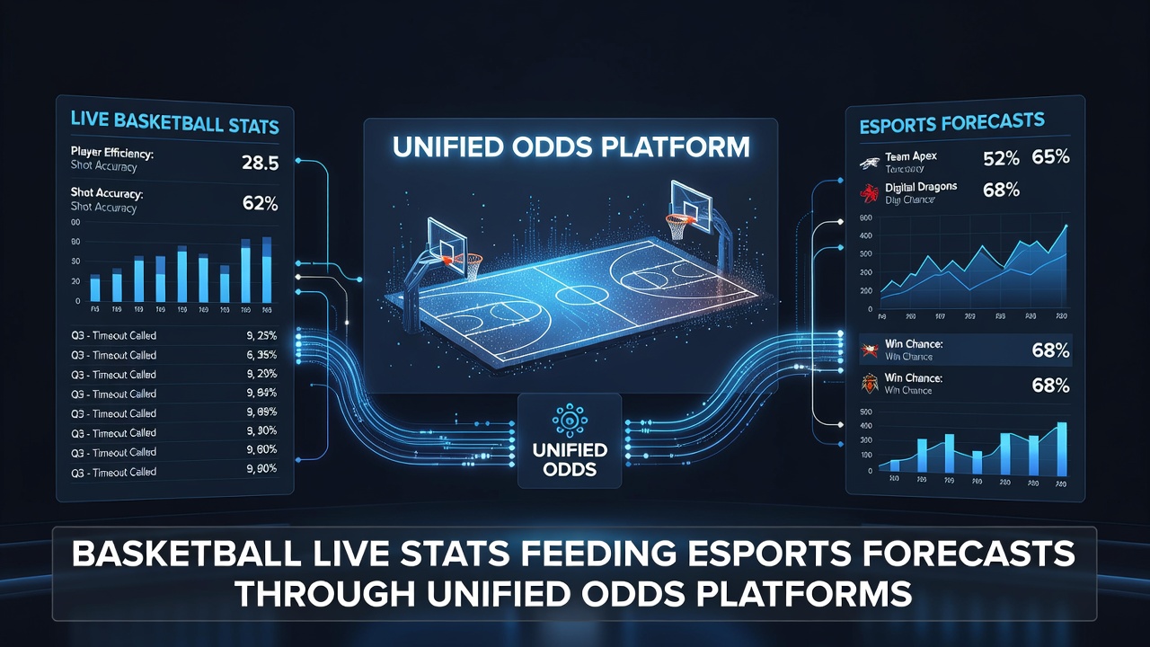 Unified odds platform dashboard displaying basketball and esports data synchronization