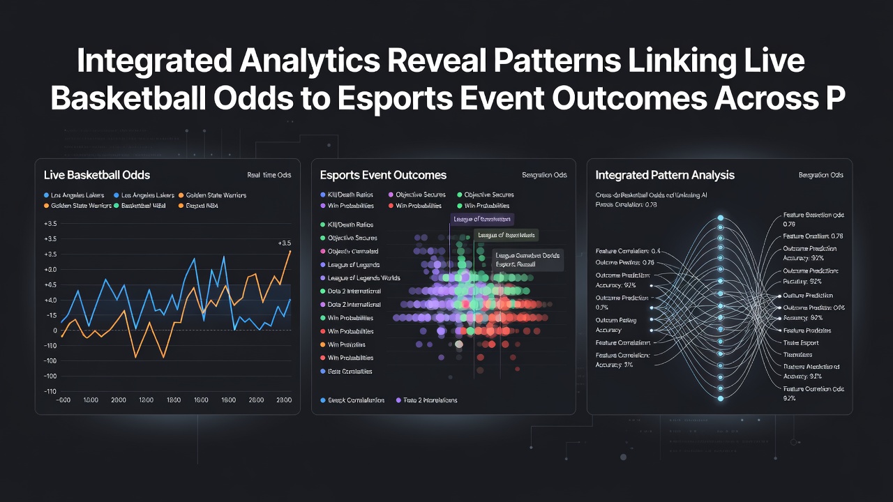 Vergleichende Grafik von Basketball-Livequoten und Esports-Eventergebnissen mit markierten Korrelationen