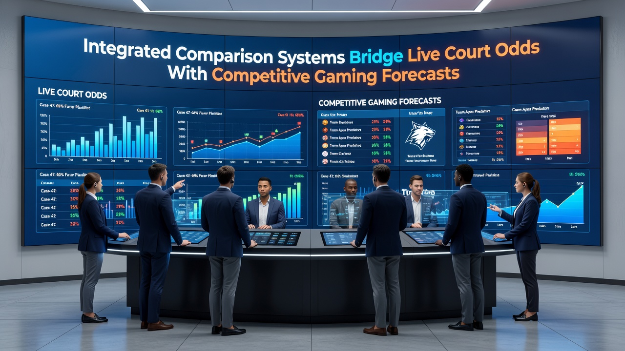 Analyse-Dashboard mit verknüpften Quoten aus Live-Court-Events und kompetitiven Gaming-Forecasts