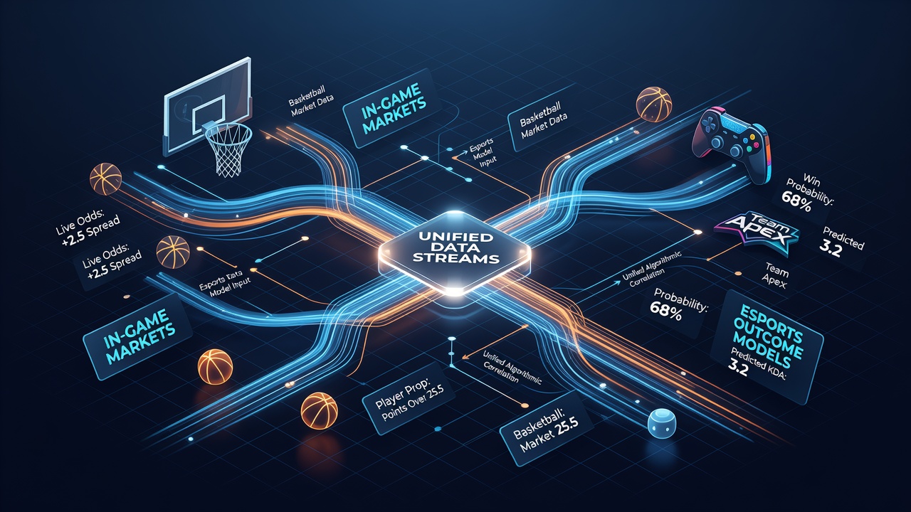 Schnittstelle einer Vergleichsplattform mit verknüpften Basketball- und Esports-Datenströmen