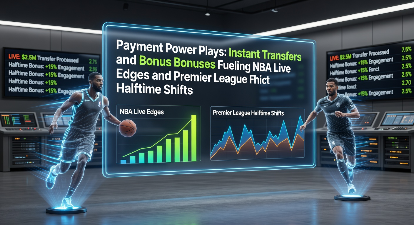 NBA-Spieler in Action während eines Live-Moments mit digitalen Zahlungs-Icons im Hintergrund, die Soforttransfers symbolisieren